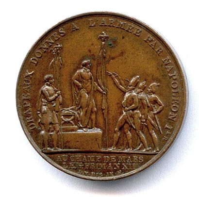 null Trois médailles en bronze 1804 : Distribution des Aigles (Droz et Jeuffroy)...
