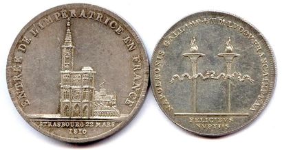 null Deux médailles en argent 1810 (non signé Courtot): Mariage à Vienne avec Marie...