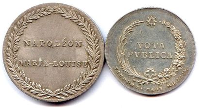 null Deux médailles en argent 1810 (non signé Courtot): Mariage à Vienne avec Marie...