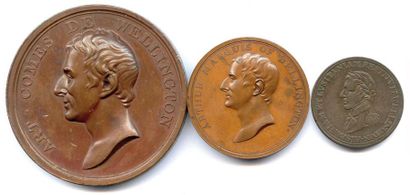 null Deux médailles et un token en bronze 1812 : Campagne du Marquis de Wellington...
