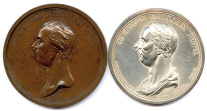 null Deux médailles 1813 et 1814 de William Pitt le Jeune (1759-1806) : Manchester...