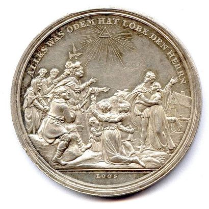 null Deux médailles 1814 pour la Paix de Paris (Loos): La Paix en argent Ø 42 mm...