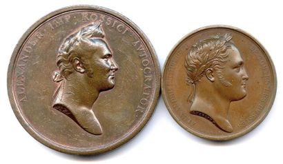 null Deux médailles en bronze 1814 : Séjour d'Alexandre Ier de Russie à Paris (Andrieu)...