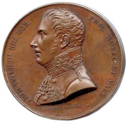 null Deux médailles en bronze 1814 Prince de Galles George Régent : Paix de Paris...