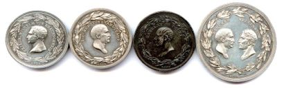null Quatre médailles (3 en argent 1 en fer) 1815 (Loos) : Blücher et Wellington...