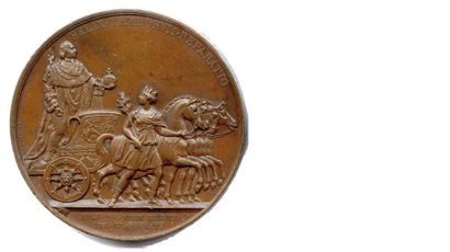 null Deux médailles en bronze 1815 : Deuxième entrée de Louis XVIII à Paris (Andrieu...