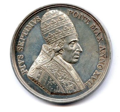 null Restitution du pouvoir papal en Italie (Brandt) Buste de Pie VII à droite, coiff...