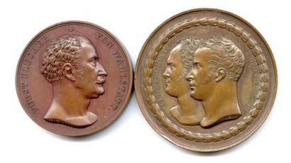 null Deux médailles en bronze (Brandt): Monument du Kreuzberg élevé à Berlin en 1821...