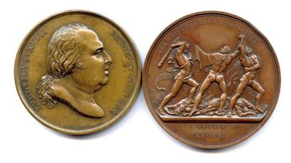 null Deux médailles en bronze : Translation des cendres du Duc d'Enghien dans la...