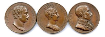 null Trois médailles en bronze : Victor Moreau (1763-1813) Général (Caunois) Ø 41mm...