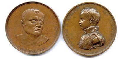 Deux médailles en bronze de Napoléon II :...