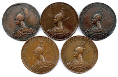 Série de cinq médailles en bronze (1834-1836)...