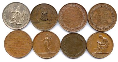 null Huit médailles en bronze du Directoire et du Consulat 1796, 1800, 1801, 1802...