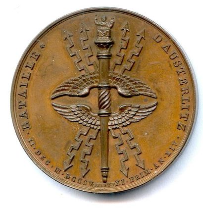 null Huit médailles en bronze de l'Empire 1805 : Levée du Camp de Boulogne Passage...