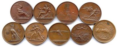 null Neuf médailles en bronze de l'Empire 1810, 1812, 1814, 1815 : Les Orphelines...