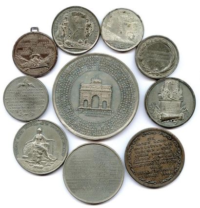 null Onze médailles en étain 1797-1821 : Campo-Formio (avers uniface) 1797 (Duvivier)...
