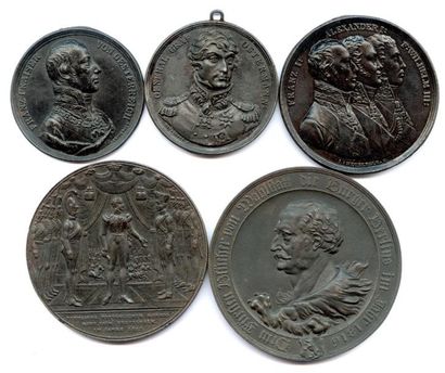 Six médailles en fonte 1814, 1815, 1816 :...