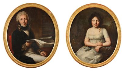 École FRANÇAISE du début du XIXe siècle «Portraits présumés du Général BERTRAND et...