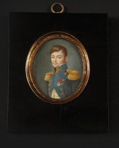J.DESPRES. Ecole française du début du XIXè siècle «Portrait d'un colonel du 3ème...