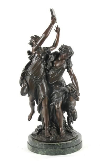 ECOLE FRANCAISE du XIXème siècle, D'APRES Michel Claude CLODION Bacchantes Bronze...