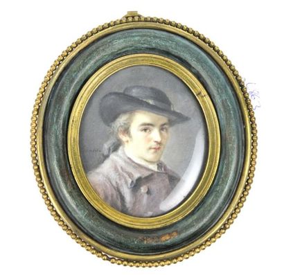 D'après Jean-Baptiste CHARDIN (1699-1779) Portrait présumé de Chardin Miniature sur...