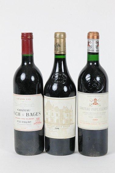 null Lot panaché de 3 bouteilles: Château LYNCH-BAGES 1989 (bon niveau) Château HAUT-BRION...