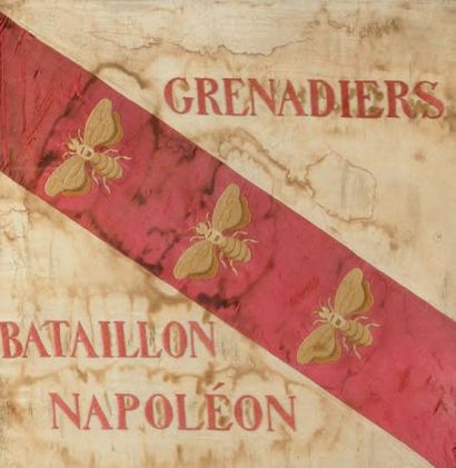 null Rarissime et unique drapeau des Grenadiers du Bataillon Napoléon à l'Ile d'Elbe...