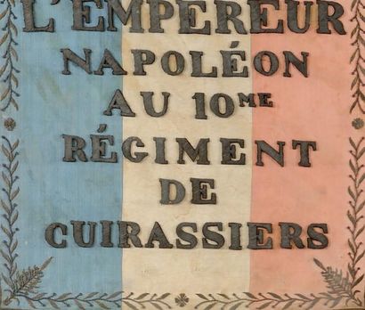 null Drapeau modèle 1815 du 10ème Régiment de cuirassiers. Biface, en soie tricolore...