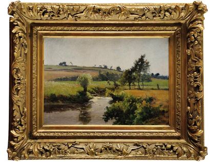 Édouard PAÏL (1851-1916) Paysage au ruisseau Sur sa toile d'origine Signé en bas...