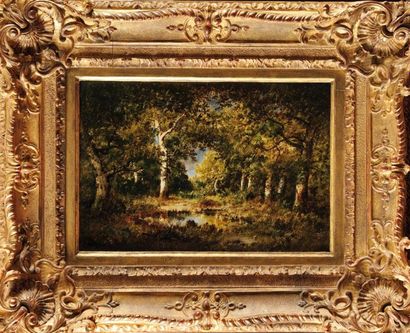 Narcisse Virgile DIAZ de LA PENA (1807-1876) Clairière en forêt Huile sur panneau...