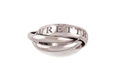CARTIER «TRINITY» BAGUE en or gris avec une inscription sur l'un des anneaux « or...