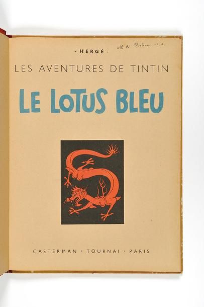 HERGÉ (1907-1983) Les Aventures de Tintin. le Lotus bleu 1946 Edition originale couleur...