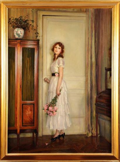 Jules Alexis MUENIER (1863-1942) Jeunesse Huile sur toile (sur sa toile d'origine)...