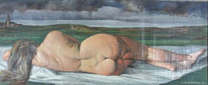 Georges Hanna SABBAGH (1887-1951) Nu couché Huile sur toile Signée en bas à droite...