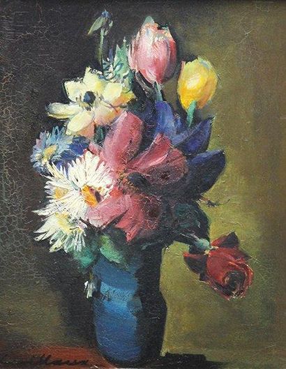 Rodolphe CAILLAUX (1904-1989) Bouquet de fleurs Huile sur panneau Signée en bas à...