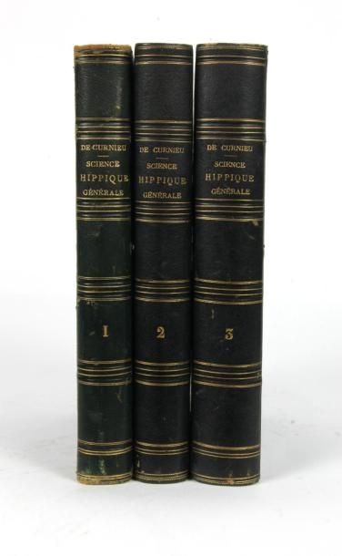 CURNIEU Leçons de science hippique J. Dumaine, 1855, 3 vol., reliures vertes