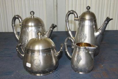 CHRISTOFLE Ensemble de quatre pièces de service à thé et café en métal argenté à...