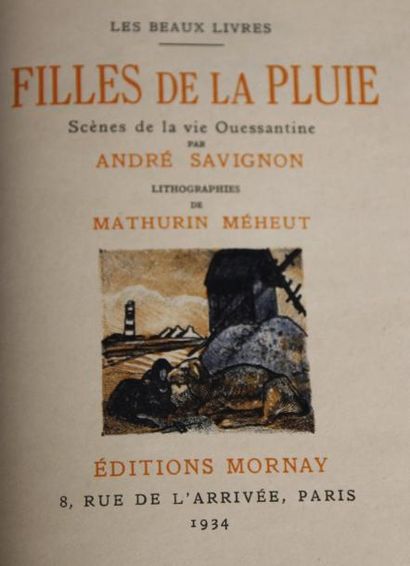 SAVIGNON André Filles de la pluie. Paris, Mornay, 1934 , in-12 broché, couverture...