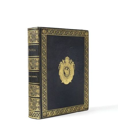 null POSTES. - Etui-boîte en forme de livre fabriqué vers 1812; 215 x 165 mm, maroquin...