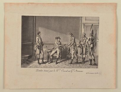 Claude Louis DESRAIS (1746-1816) «Pistolets donnés par le Per Consul au Gal Moreau,...