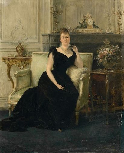 Théobald CHARTRAN (Besançon 1849 - Neuilly-sur-Seine 1907) «Portrait d'Hortense de...