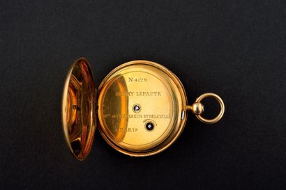 null Present de l'Empereur Napoleon III Montre de poche à clé en or. Cadran émaillé...