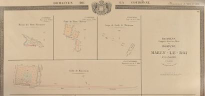 null Plans du «Domaine de la Couronne» de Fontainebleau: Réunion de 5 folios donnant...