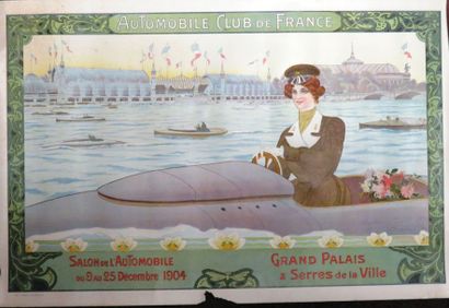null Affiche Automobile Club de France 1904, (manque au bas) 60 x 40 cm