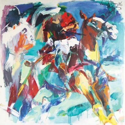LOU THISSEN (Né en 1950) Le Polo Acrylique sur toile Signée en haut à droite et datée...