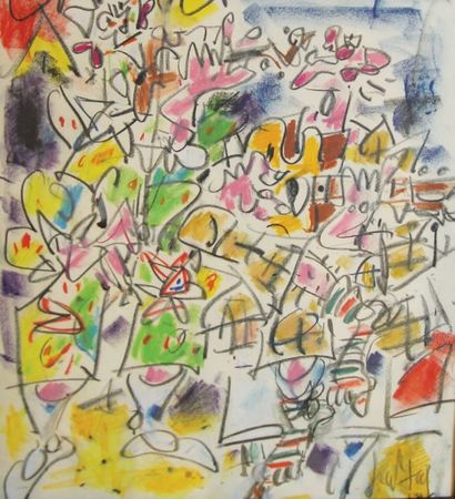 GEN PAUL (1895-1975) Les clowns Pastel gras sur papier marfoulé sur toile Signé en...