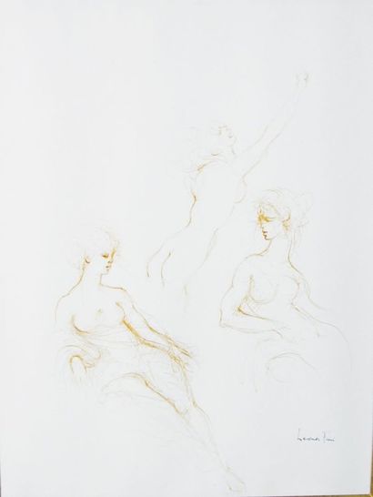 Léonor FINI (1907-1996) Trois modèles, esquisse Sanguine sur papier Signé en bas...