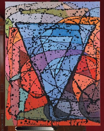 Pierre MARCHETTI (né en 1929) Composition Triptyque Huile sur toile Signé 3 fois...