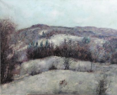 Bernard GANTNER (né en 1928) Paysage d'hiver. Huile sur toile signée en bas à gauche...