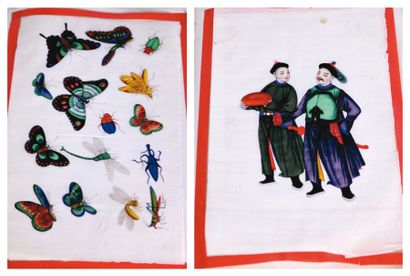 CHINE Recueil de planches sur papier de riz à décor de personnages. Début XXème siècle...